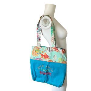 Dive into a Good Book Tote Bag Tropical Fish Colorful